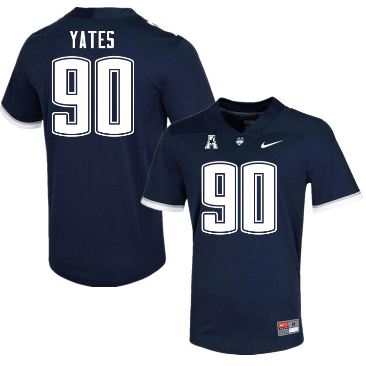 Men #90 Pryce Yates Uconn Huskies College Football Jerseys Sale-Navy - Click Image to Close